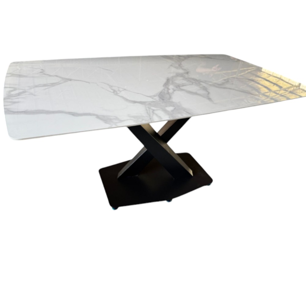 Mesa de comedor rectangular 160x90 Dory con top tipo marmol