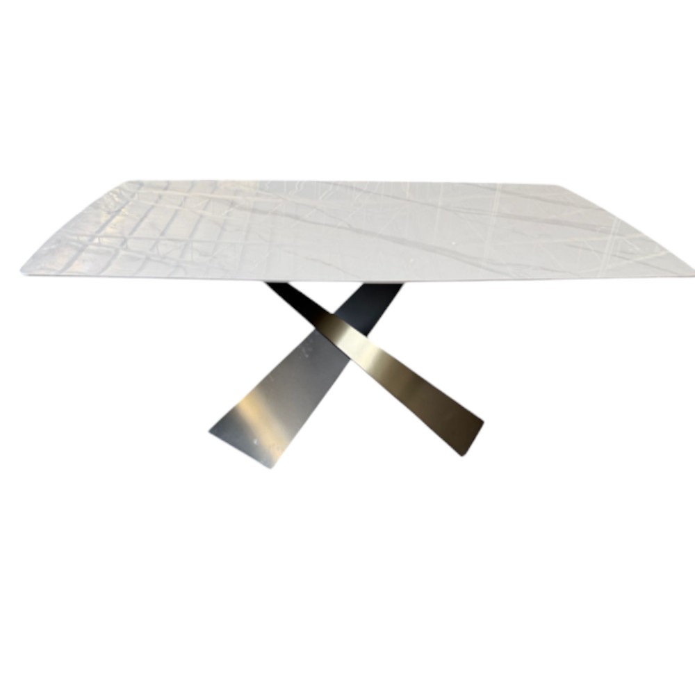 Mesa de comedor rectangular 160x90 Mavis con top tipo marmol