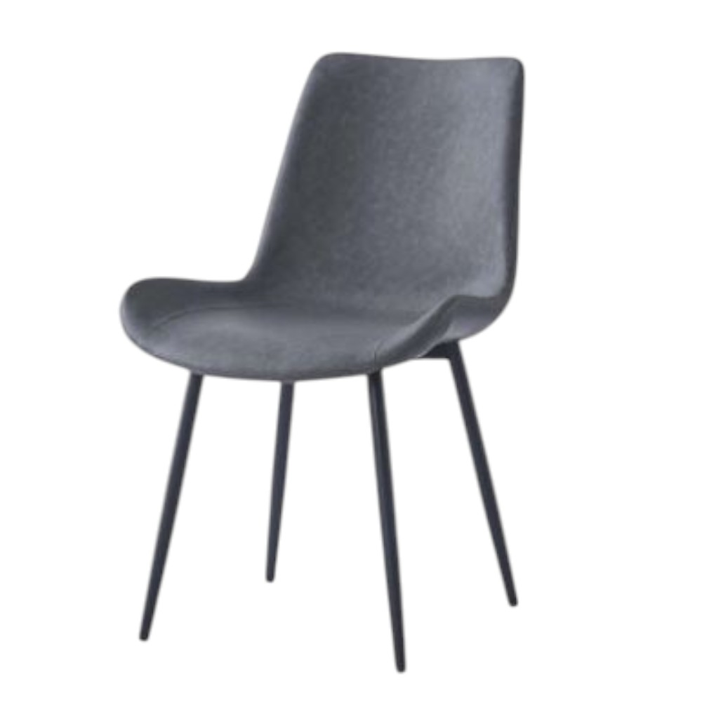 Silla comedor sin brazos Yuki tapiz tipo piel gris