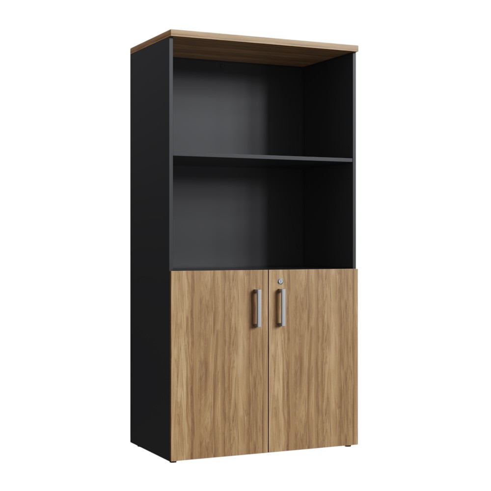 Modular de oficina Ivar camel/negro con estantería