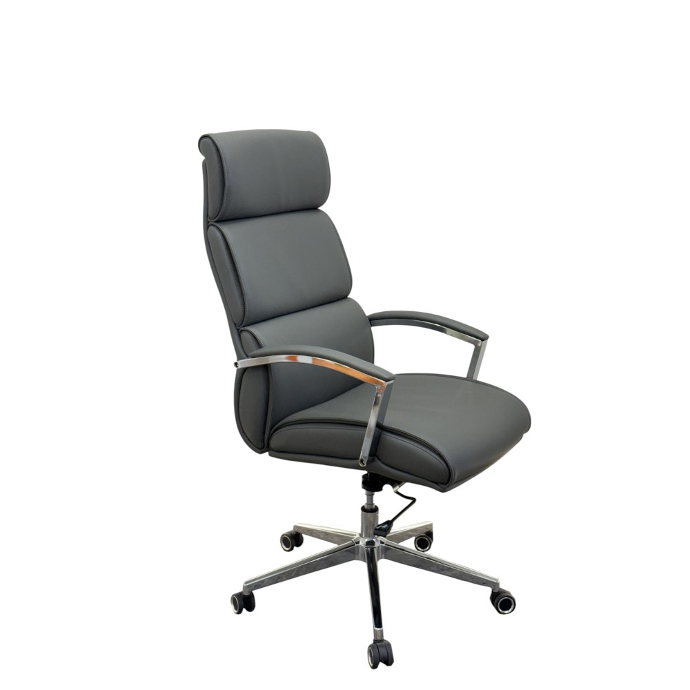 Silla de oficina giratoria Titan de tapiz tipo cuero gris