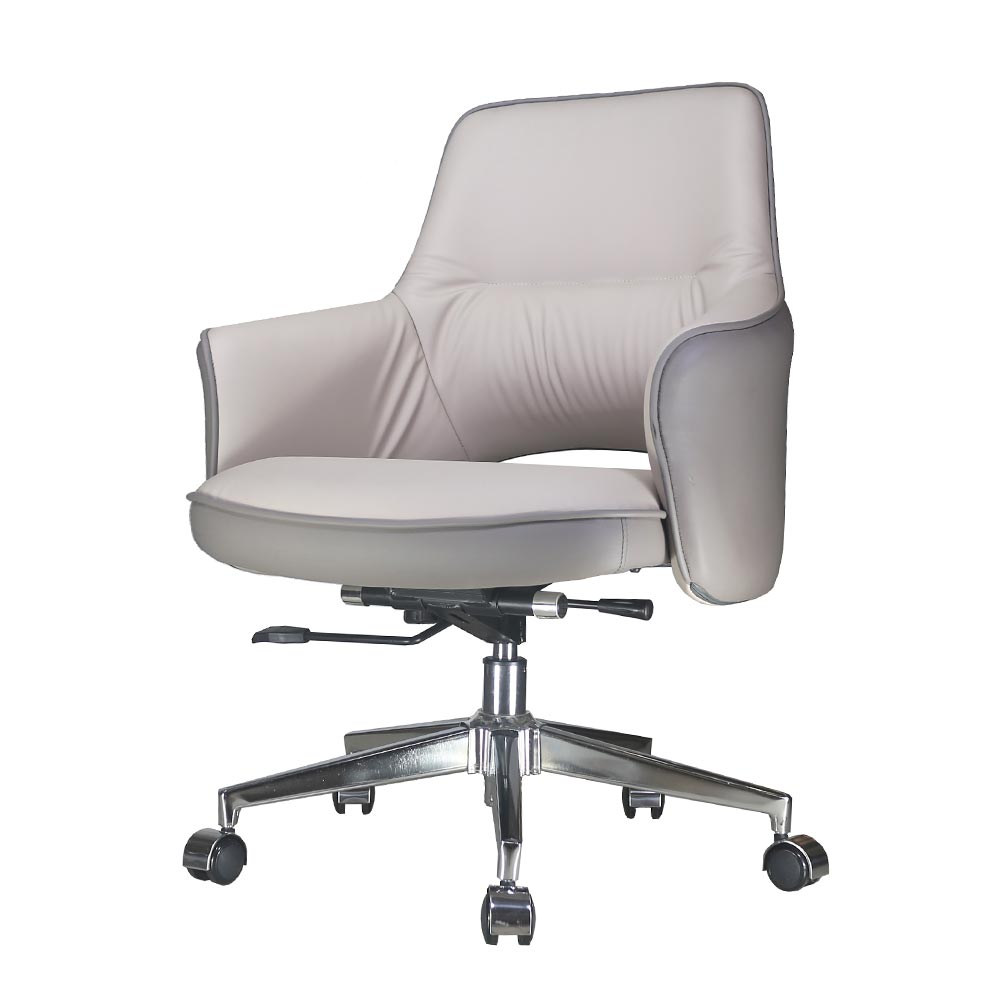 Silla de oficina giratoria Nube de tapiz tipo cuero crema