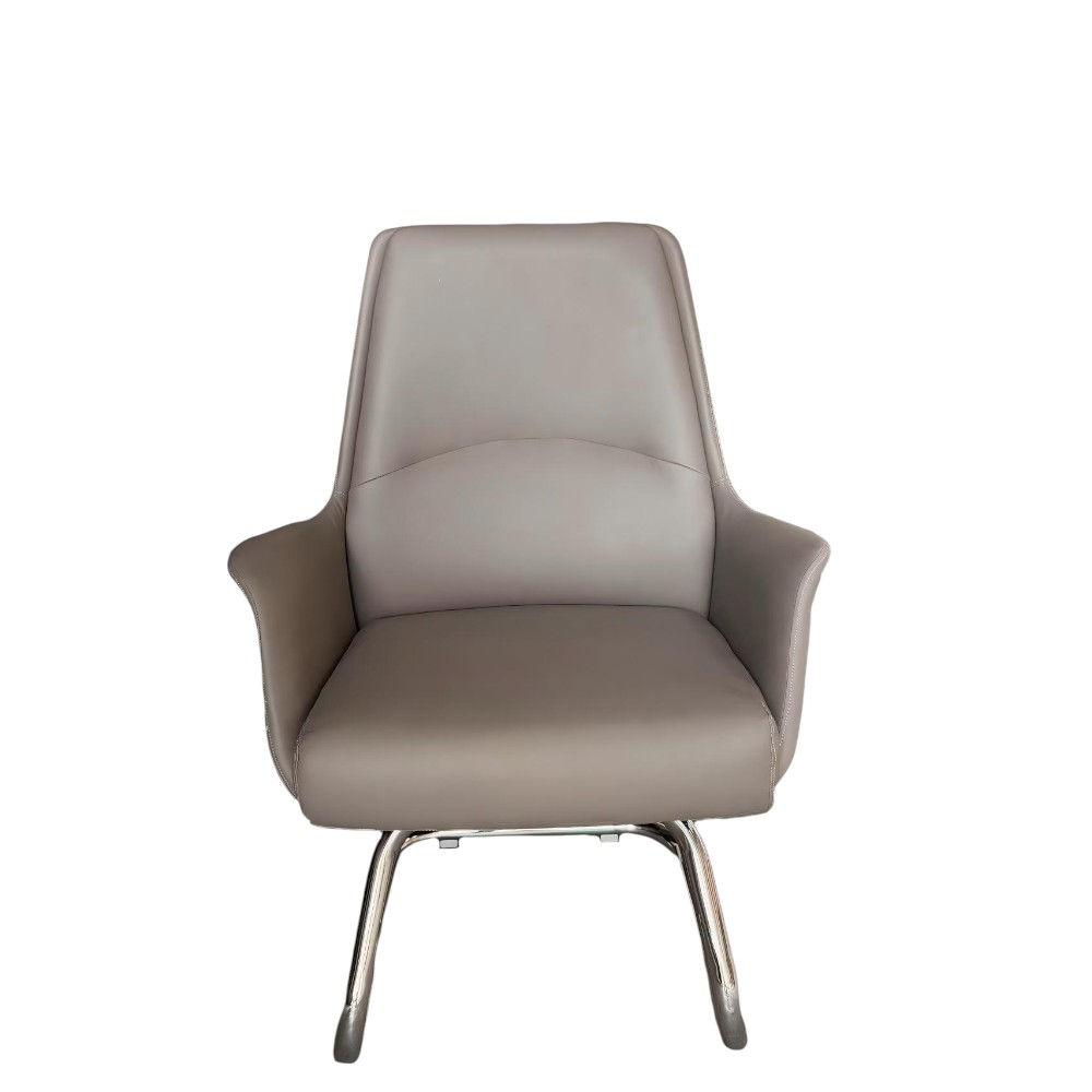 Silla de espera Mónaco de PU color gris base cromada