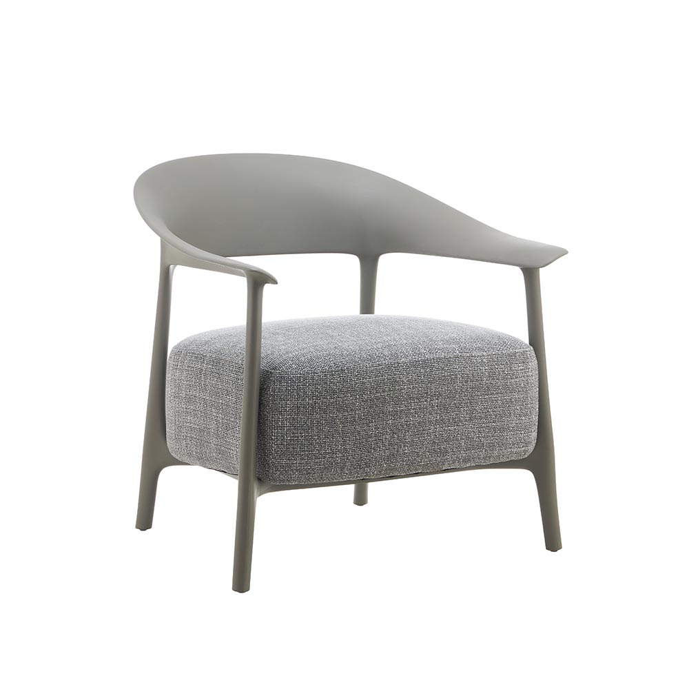 Butaca con brazos Luz de plastico taupe y cojin gris