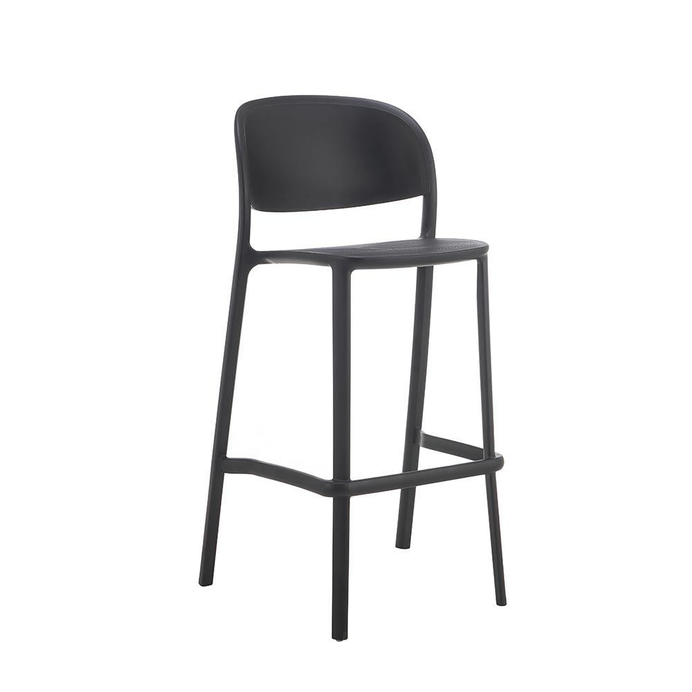 Taburete con respaldar Otto de PP color negro