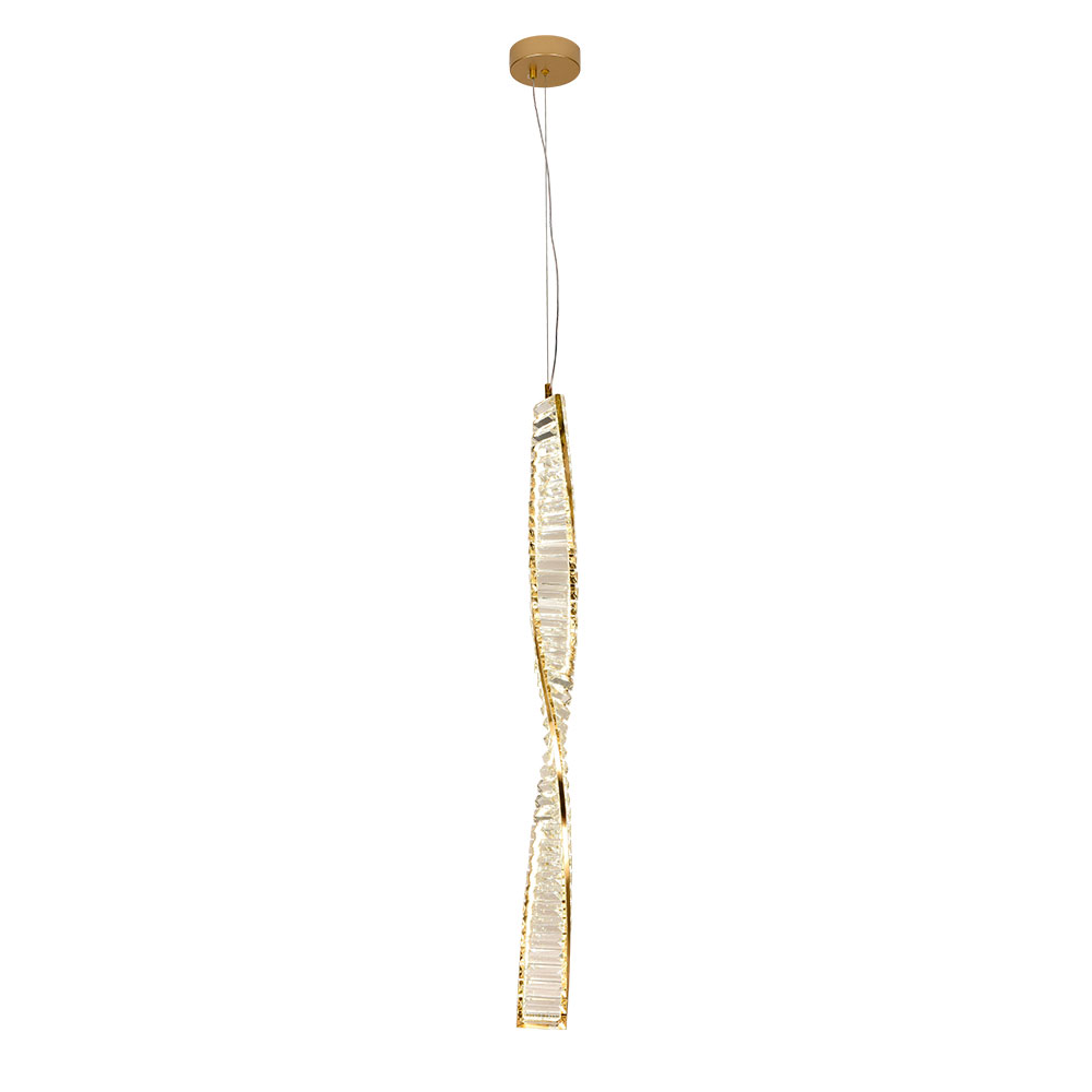 Lámpara led colgante Val dorado c/cristales 3CCT 18W