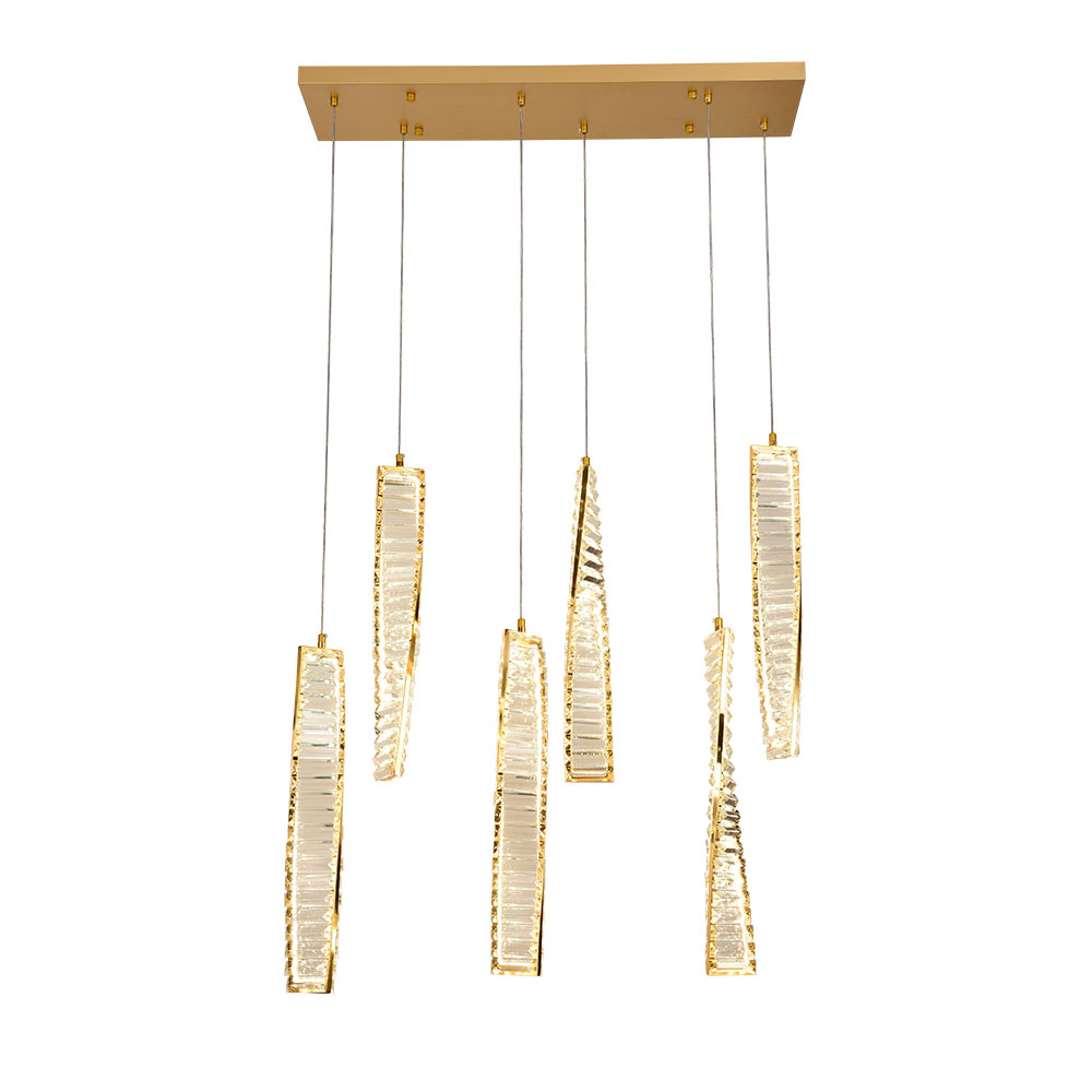 Lámpara led colgante Any dorado c/cristales 3CCT 55W