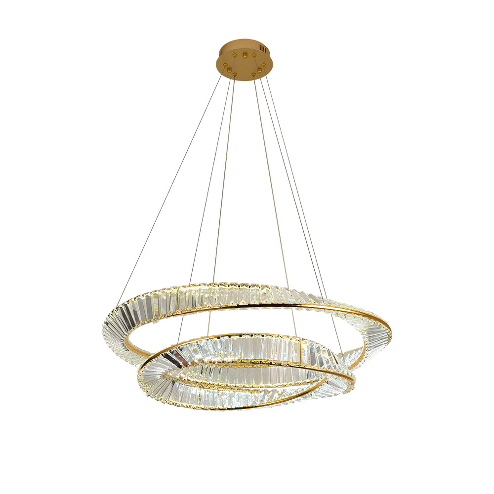 Lámpara LED colgante Cala dorado c/cristales 3CCT 60W