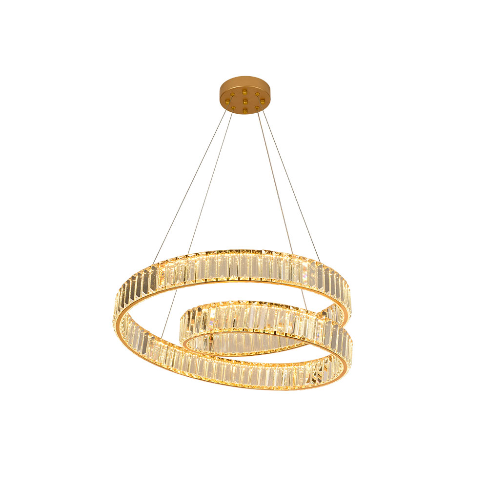 Lámpara led colgante Bruna dorado c/cristales 3CCT 50W