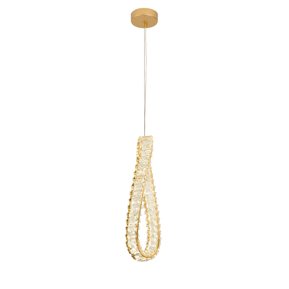 Lámpara led colgante Dara dorado c/cristales 3CCT 15W