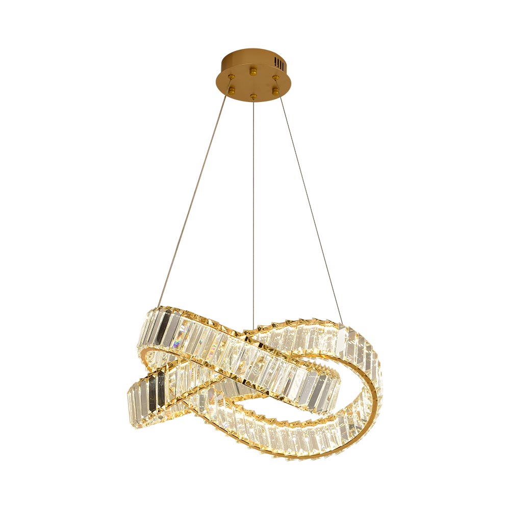Lámpara led colgante Ela dorado c/cristales 3CCT 45W