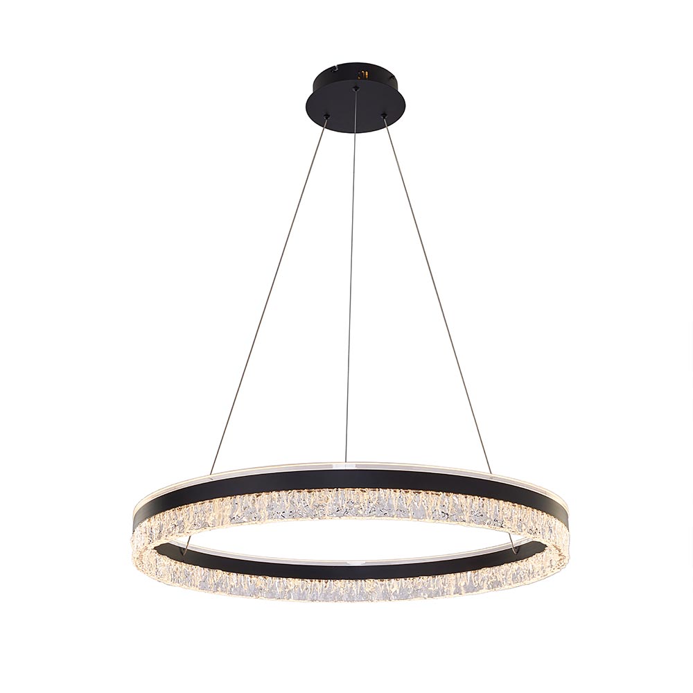 Lámpara colgante led Mila circular de acrilico negro 3cct