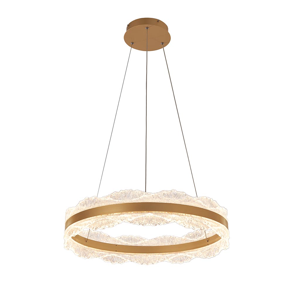Lámpara colgante led Sona circular de acrilico dorado 3cct