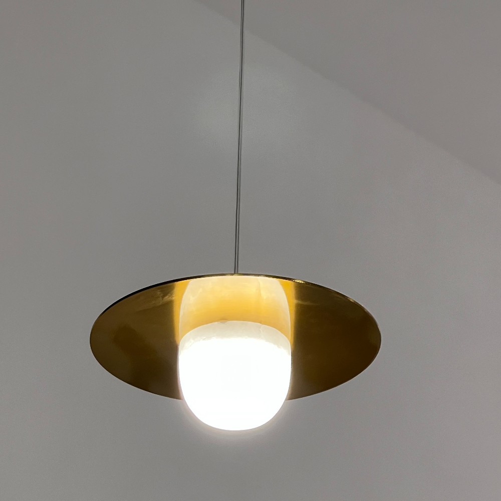 Lámpara LED colgante Cyprus brass piedra luz calida 3W