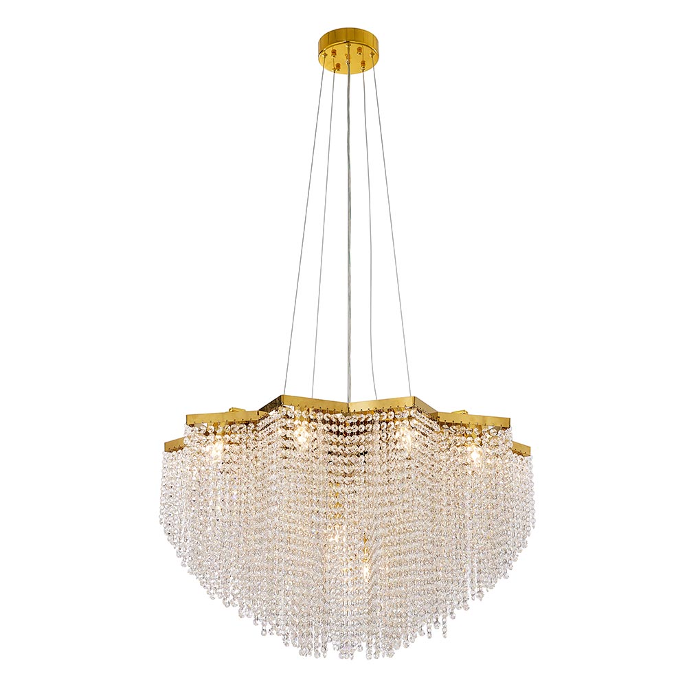 Lámpara colgante 13xE14 Grace gold cristal K9