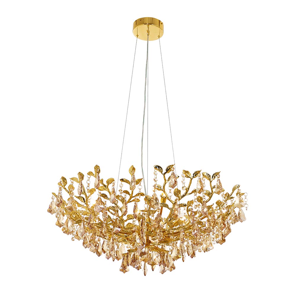 Lámpara colgante 12xG9 Emily cristal ámbar