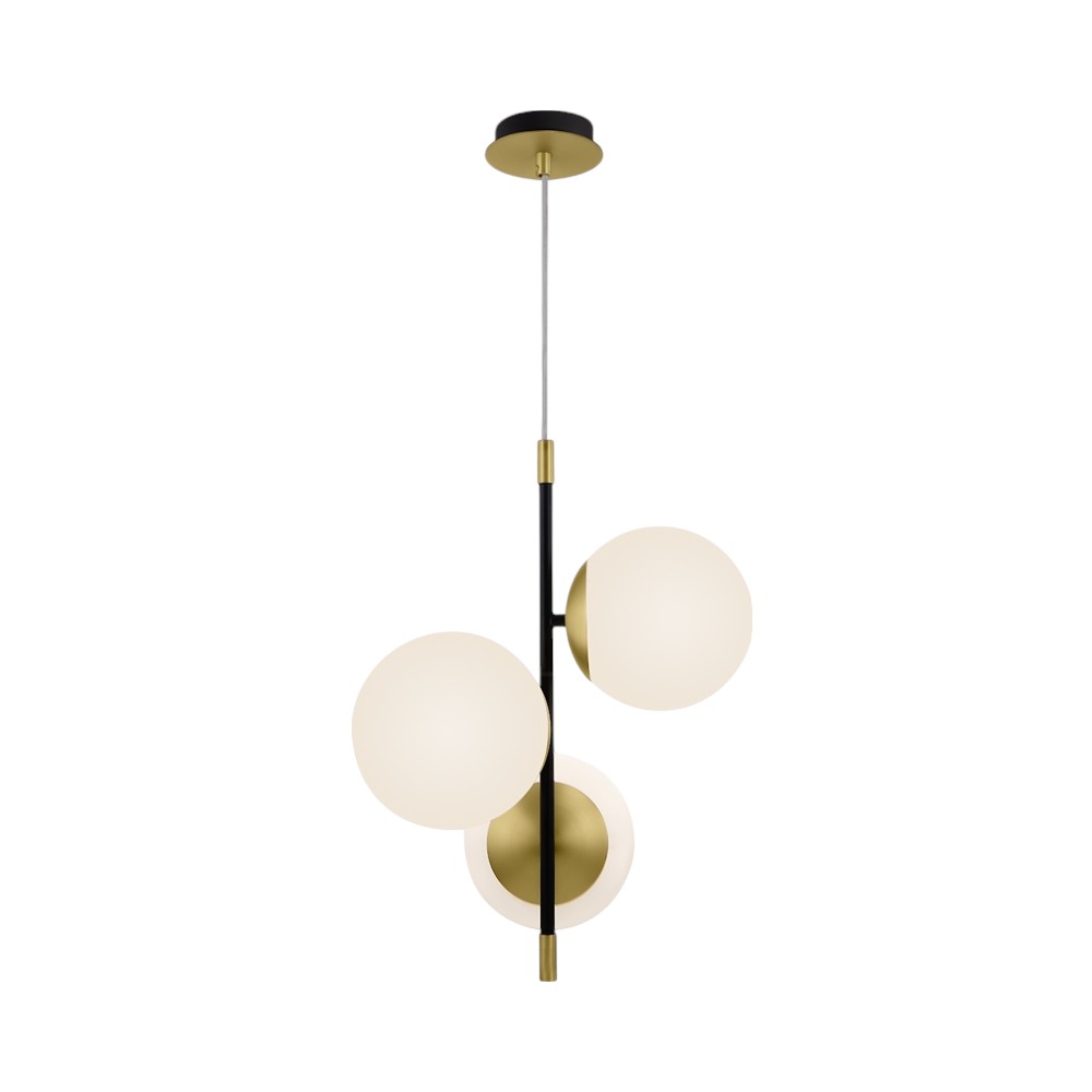Lámpara colgante 3xG9 Mia negro/brass tulipas blancas