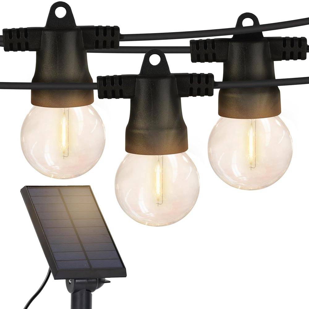 Guirnalda de 12 focos led 2700K c/panel solar IP55
