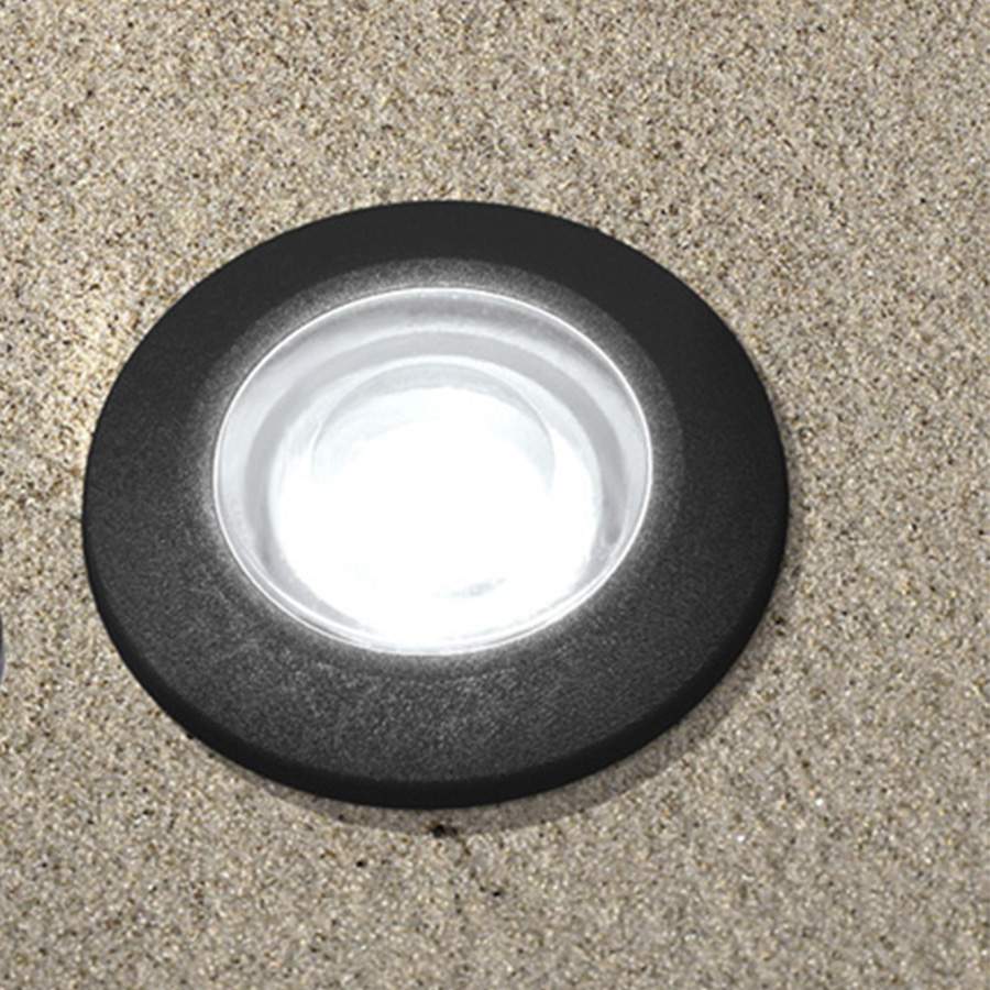 Luminaria de piso Aldo redonda negra 3000K IP67