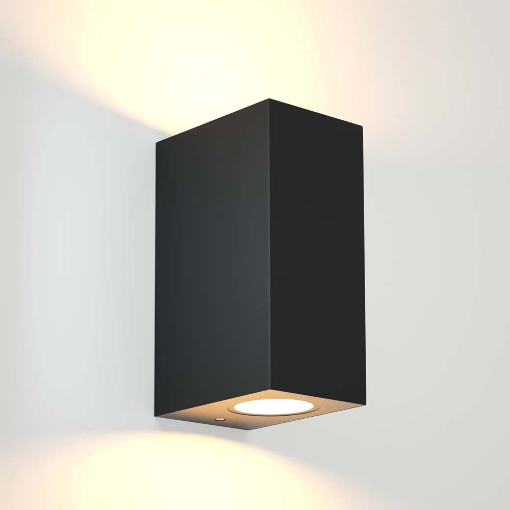 Aplique de pared 2xGU10 up&down rectangular negro IP54