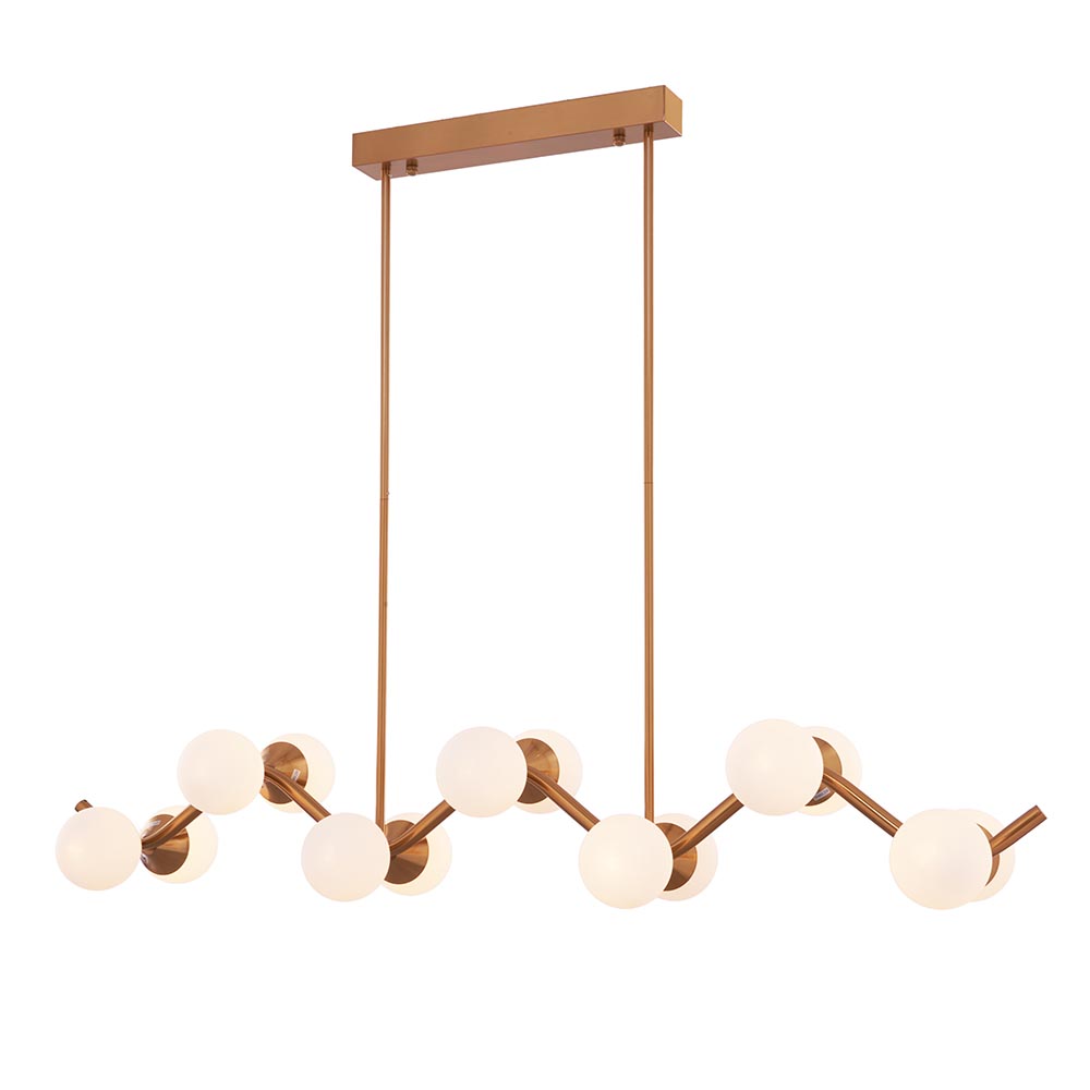 Lámpara colgante 14xG9 Julieta gold vidrio blanco