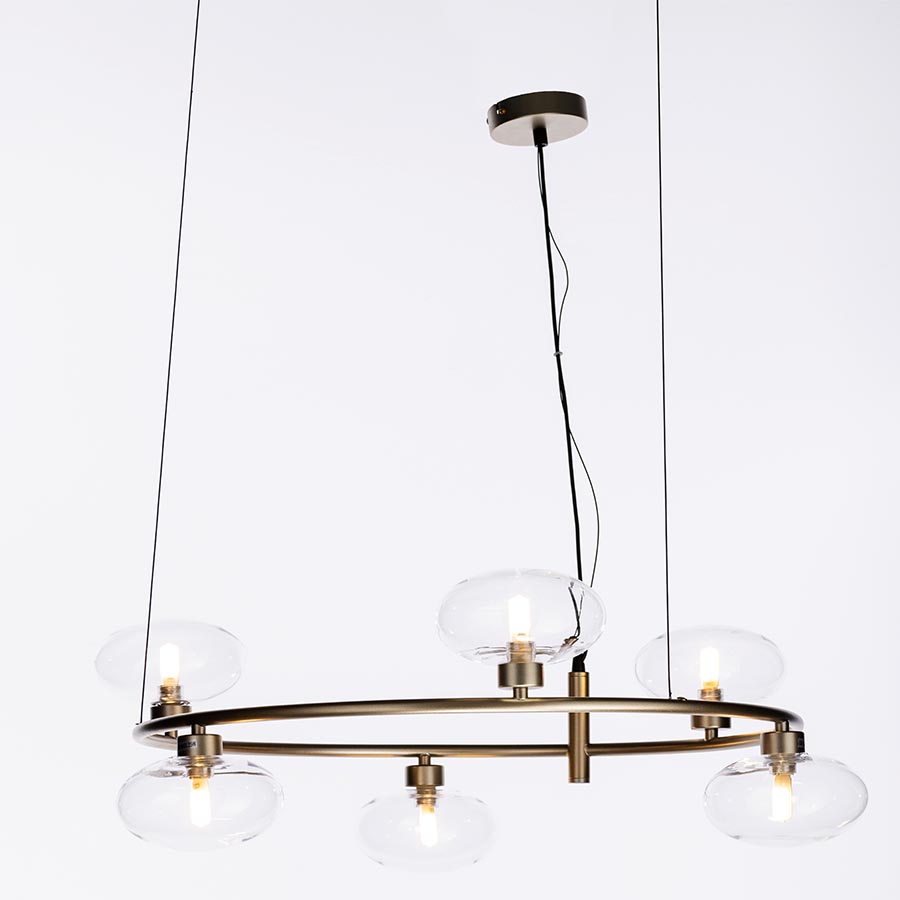 Lámpara colgante 6xG9 Virut gold vidrios clear