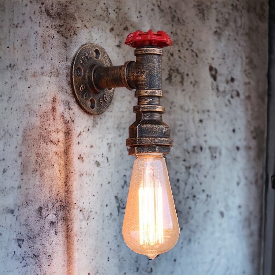 Lámpara de pared industrial E27 Lilia metal negro