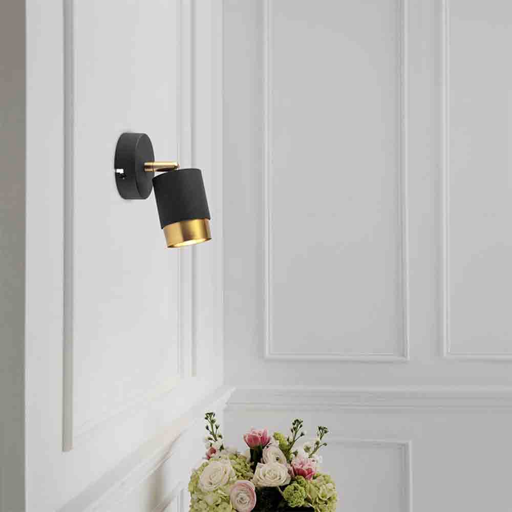 Spot de pared GU10 dirigible Agni negro/dorado