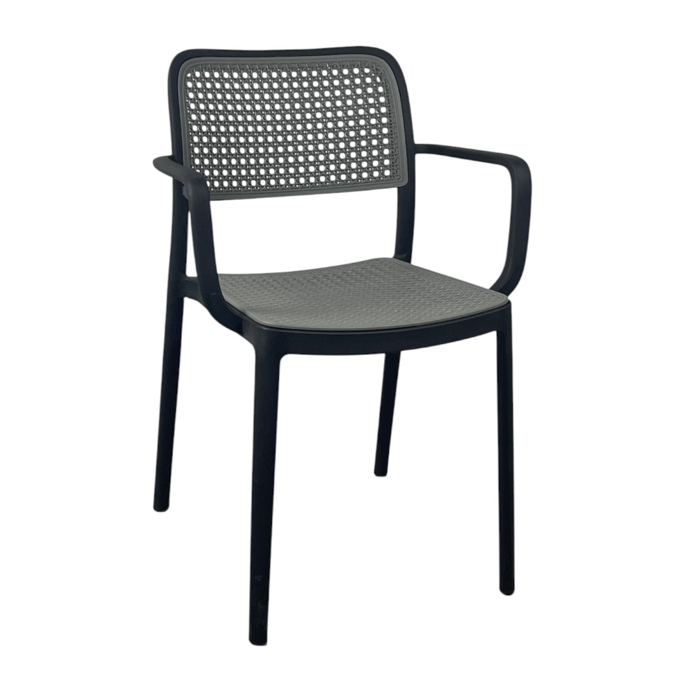 Silla con brazos Willow de PP color gris/negro