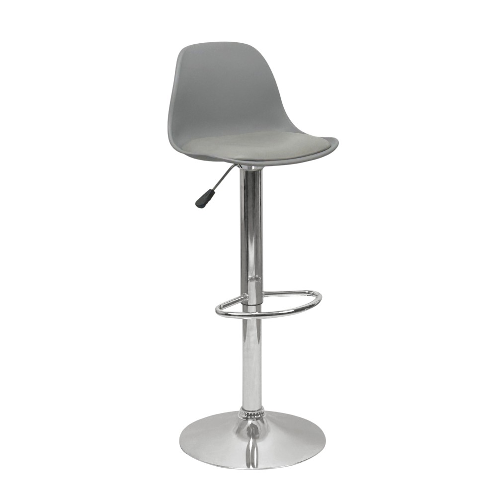Taburete con respaldar Reese gris con base hidráulica