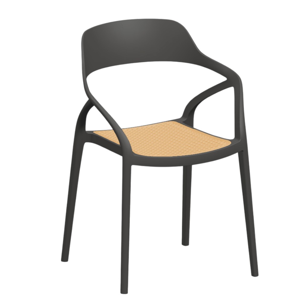 Silla con brazos Elix de PP color gris/maple