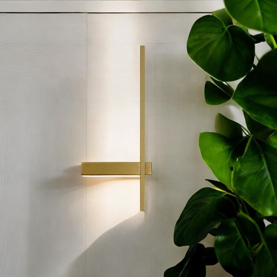 Aplique de pared led Jude dorada base derecha