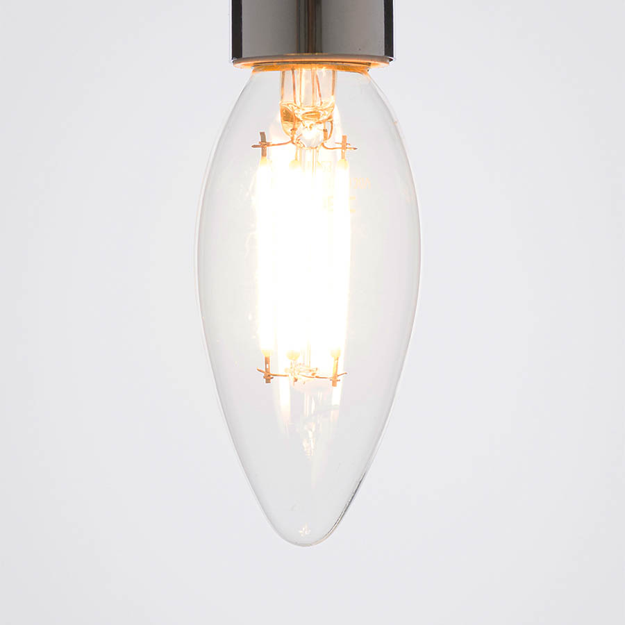 Foco LED vela filamento E14 4W 2700K vidrio transparente