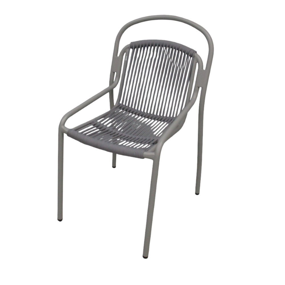 Silla con brazos Bonny aluminio con tejido de soga gris