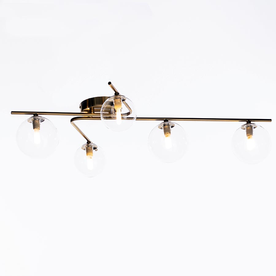 Lámpara de tumbado 5xG9 Taten brass vidrio clear