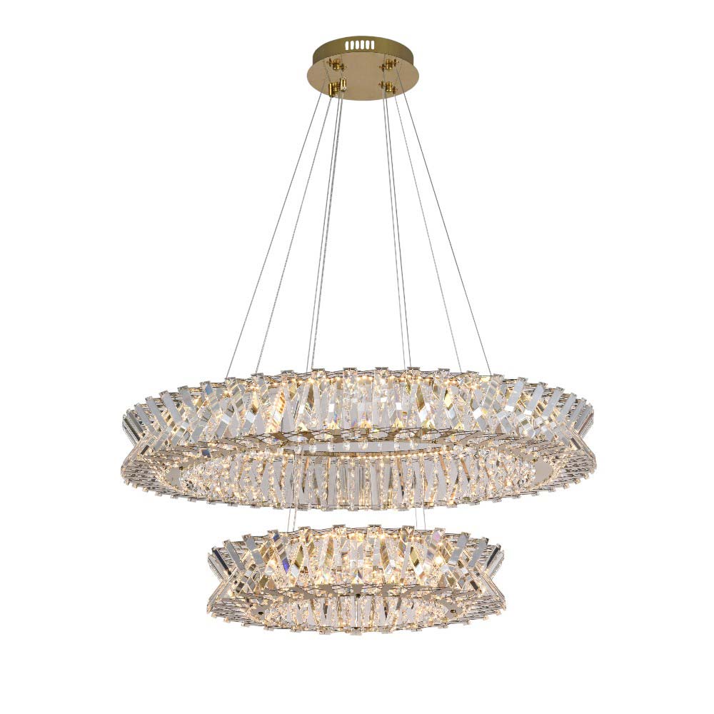 Lámpara LED colgante Diana gold de cristal K9 3CCT 82W
