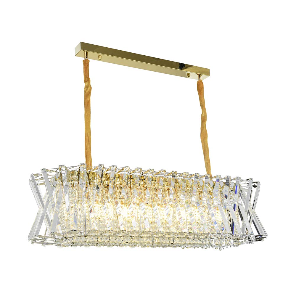 Lámpara colgante 14xE14 Zia dorado con cristales K9
