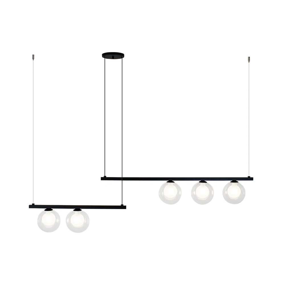Lámpara colgante 5xG9 lineal Ellen negra vidrio clear