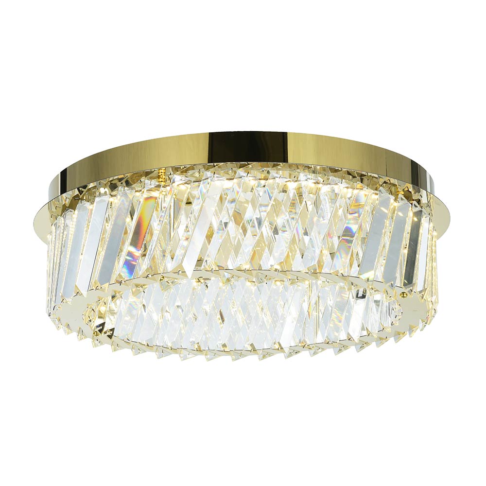 Lámpara LED de tumbado Hannan gold con cristales K9 3CCT 16W