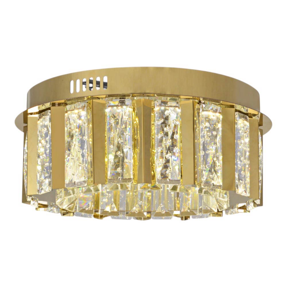 Lámpara LED de tumbado Monic gold con cristales K9 3CCT 12W