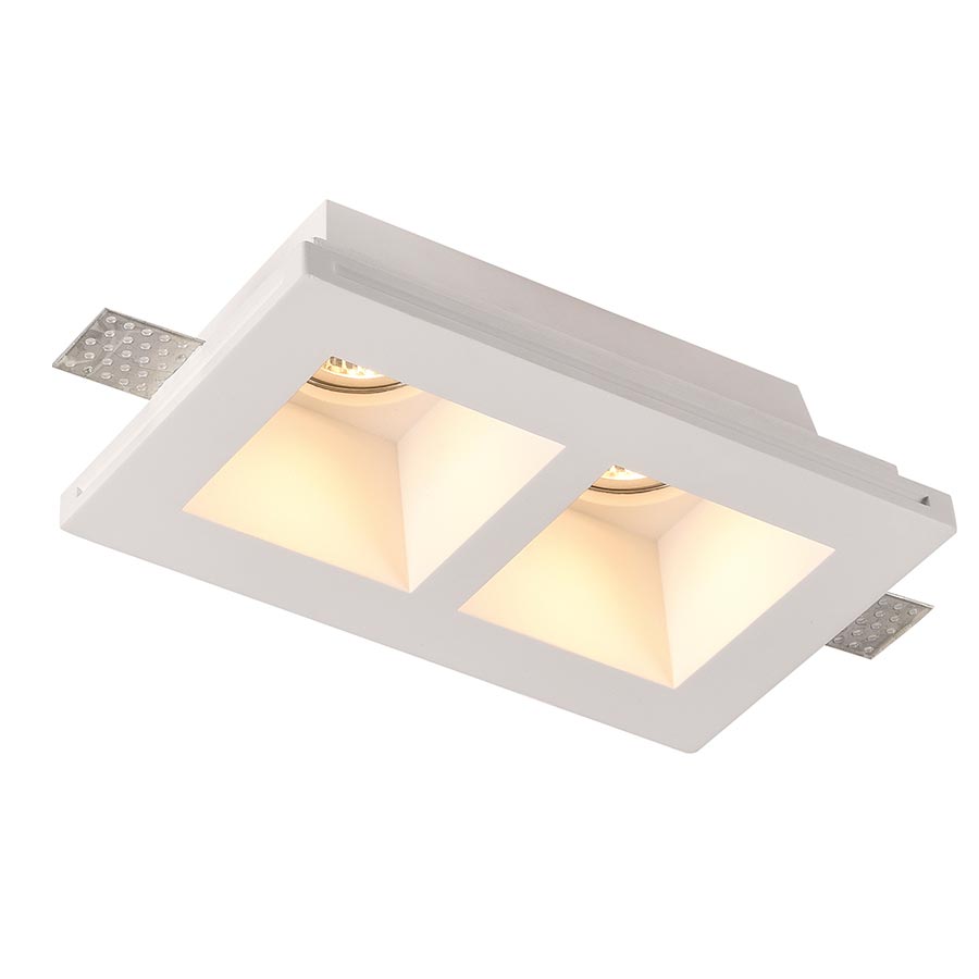 Ojo de buey 2xGU10 empotrable de gypsum blanco