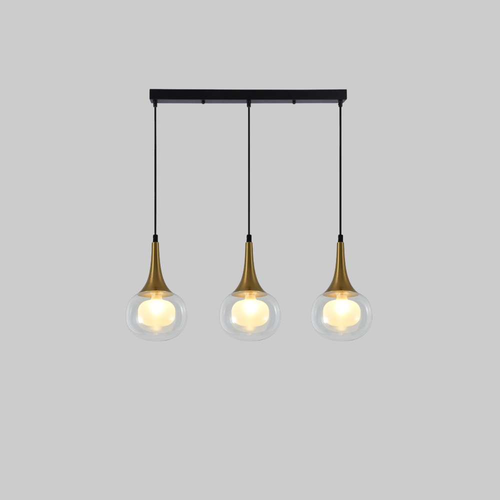 Lámpara colgante 3xG9 Roky brass vidrios clear