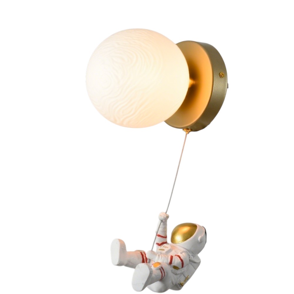 Aplique de pared E14 Explorador Lunar dorado/blanco