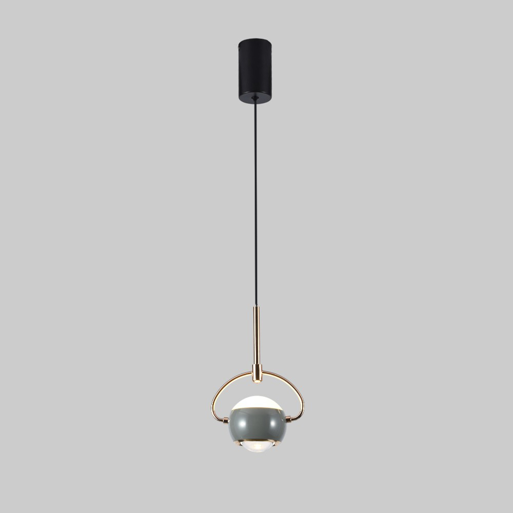 Lámpara colgante led Noctis de metal dorado y acrilico