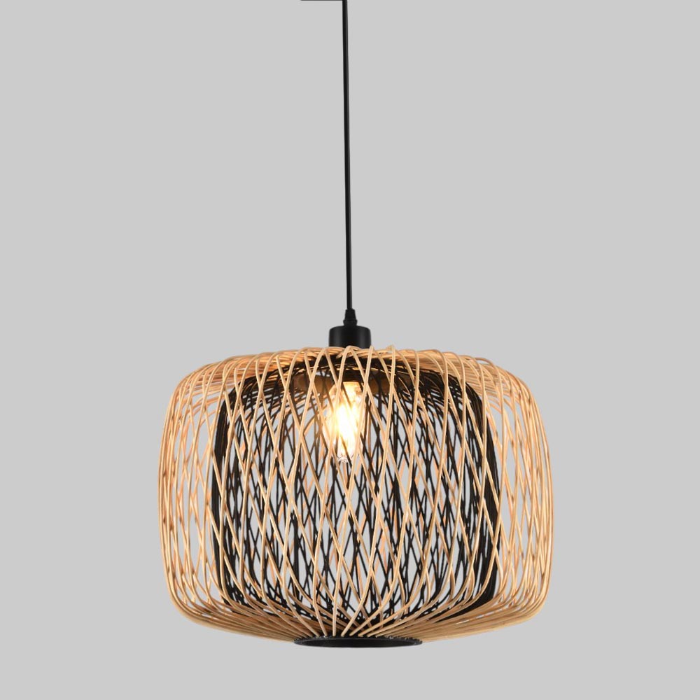 Lámpara colgante E27 Nalu malla natural/negra