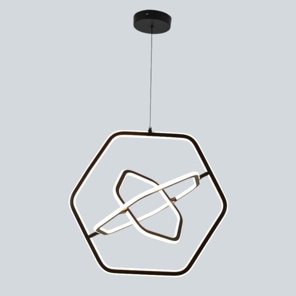 Lámpara colgante led geométrica Leonad aluminio negro