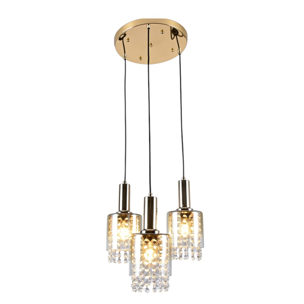Lámpara colgante 3xE14 Vincent gold vidrio ámbar