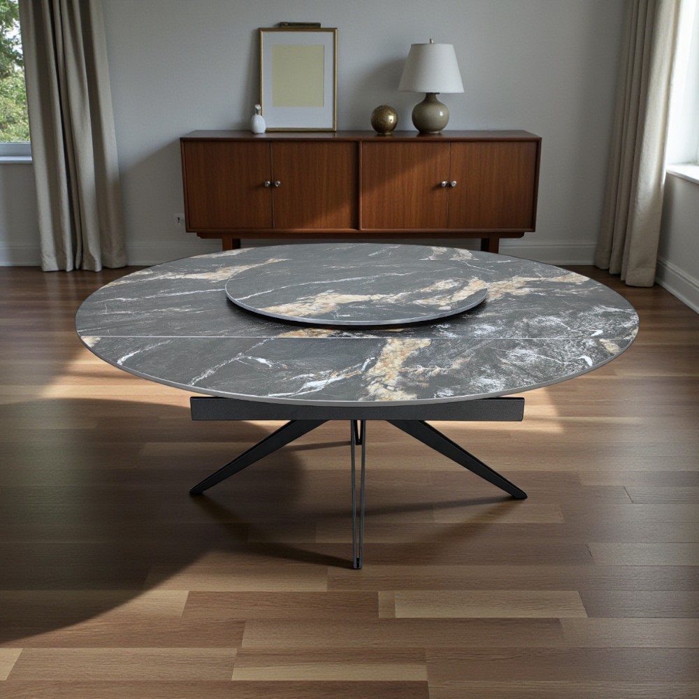 Mesa comedor circular Ø160 Nina extensible con lazy susan