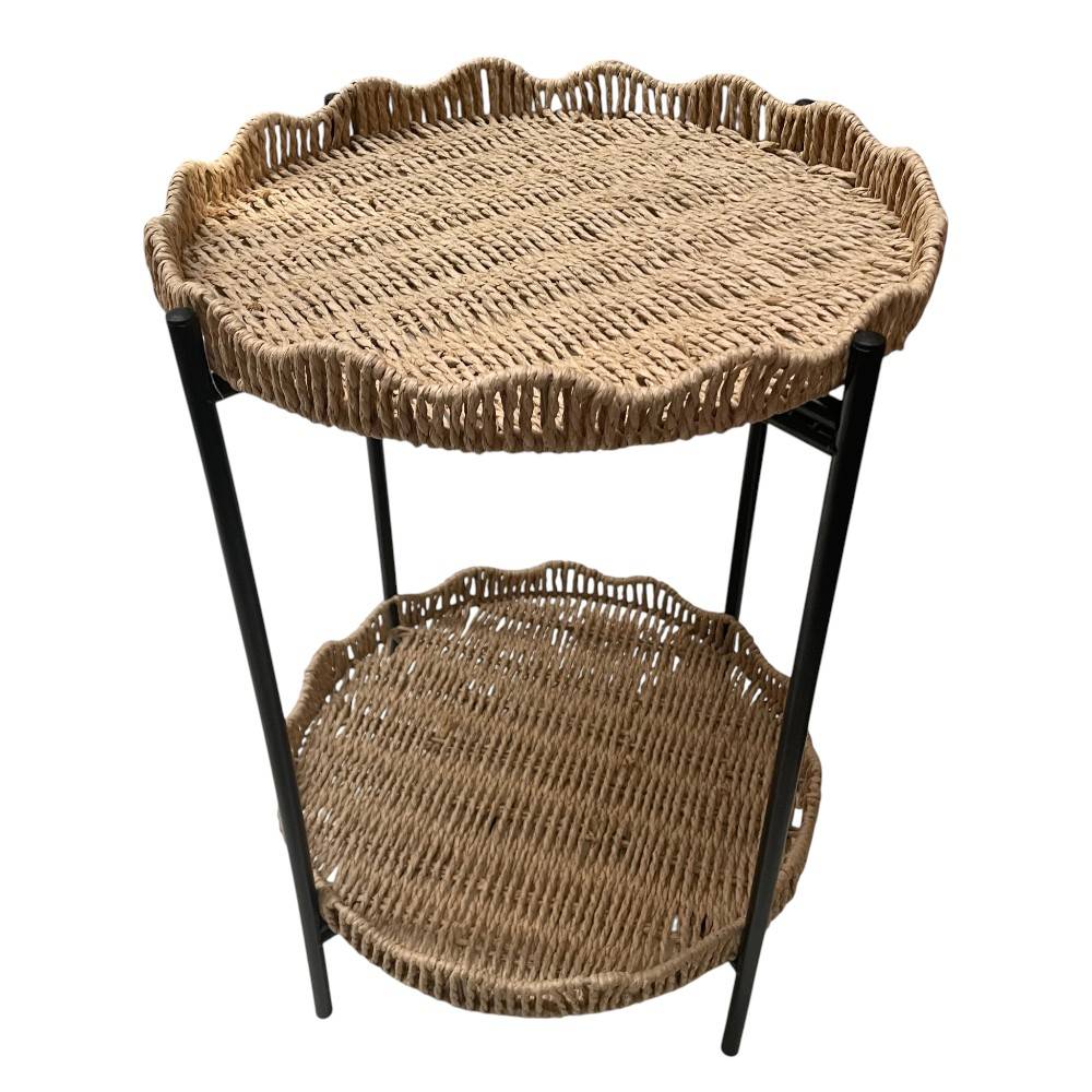 Mesa esquinera Cony tejido fibra natural 38x55cm