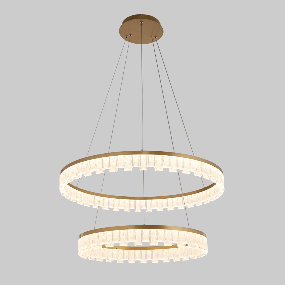 Lámpara LED colgante Carola 60+80 dorada luz cálida 63W